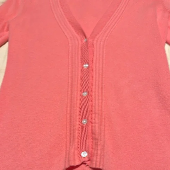 Talbots Pink Cardigan‎ Sweater V-Neck Ribbed - Picture 4 of 11